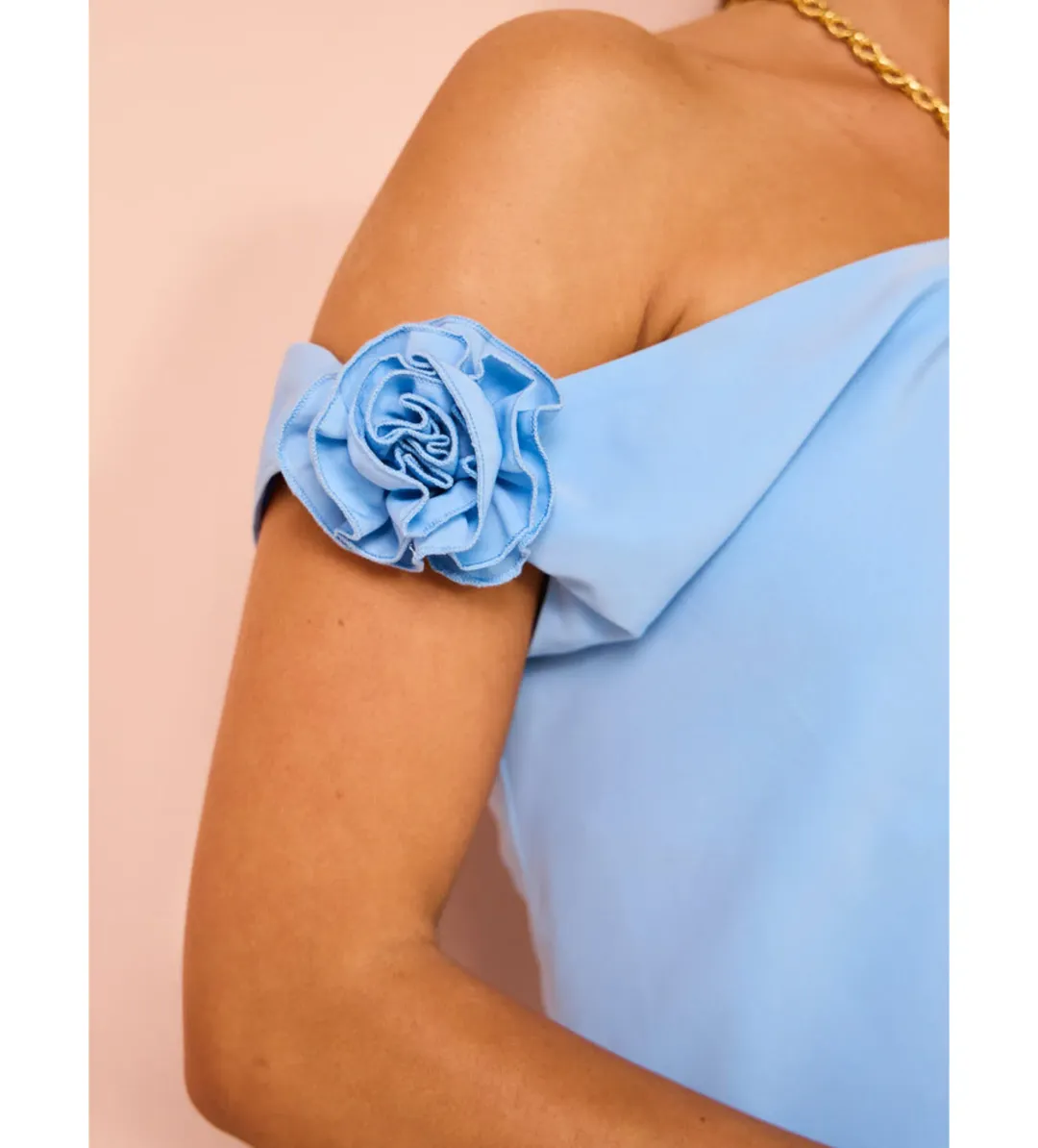Issy Off Shoulder Flower Maxi Dress in Blue Size M / AU 10 for rent on The Volte - main image