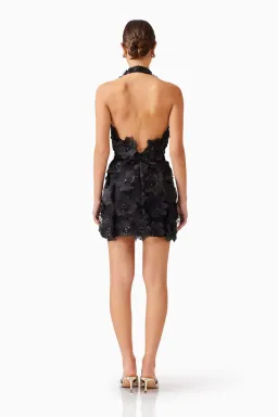 Elliatt Cherry Blossom Mini 3D Floral Dress Black 10 for rent on The Volte - image 5