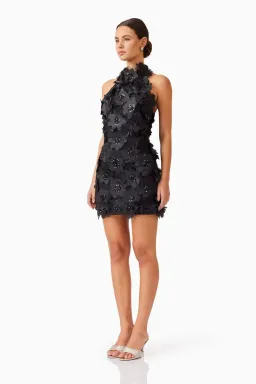 Elliatt Cherry Blossom Mini 3D Floral Dress Black 10 for rent on The Volte - image 3
