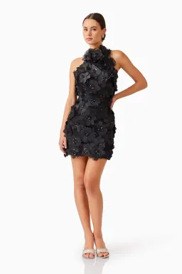 Elliatt Cherry Blossom Mini 3D Floral Dress Black 10 for rent on The Volte - image 4