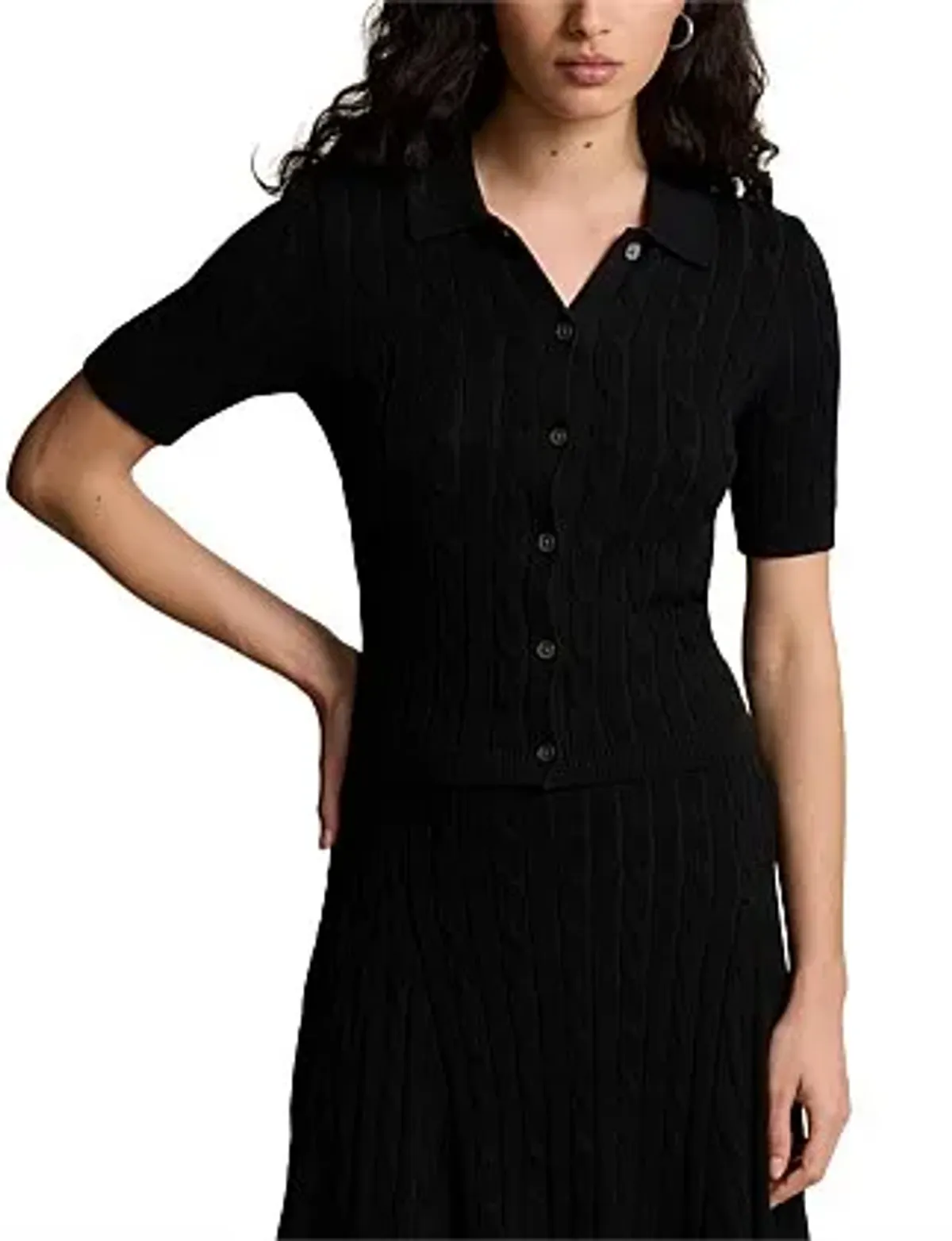 Ralph Lauren Cable-knit Polo Cardigan Black - Image 2