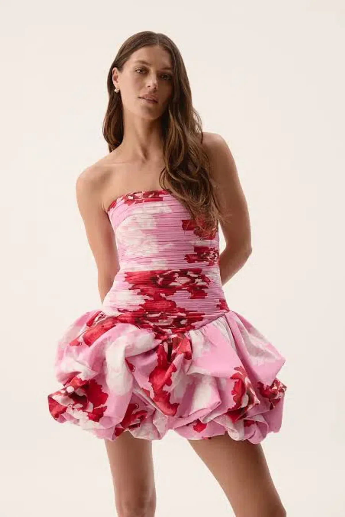 Aje Violette Bubble Hem Mini Dress Pink Boldly Blooming Size 14 - Image 2