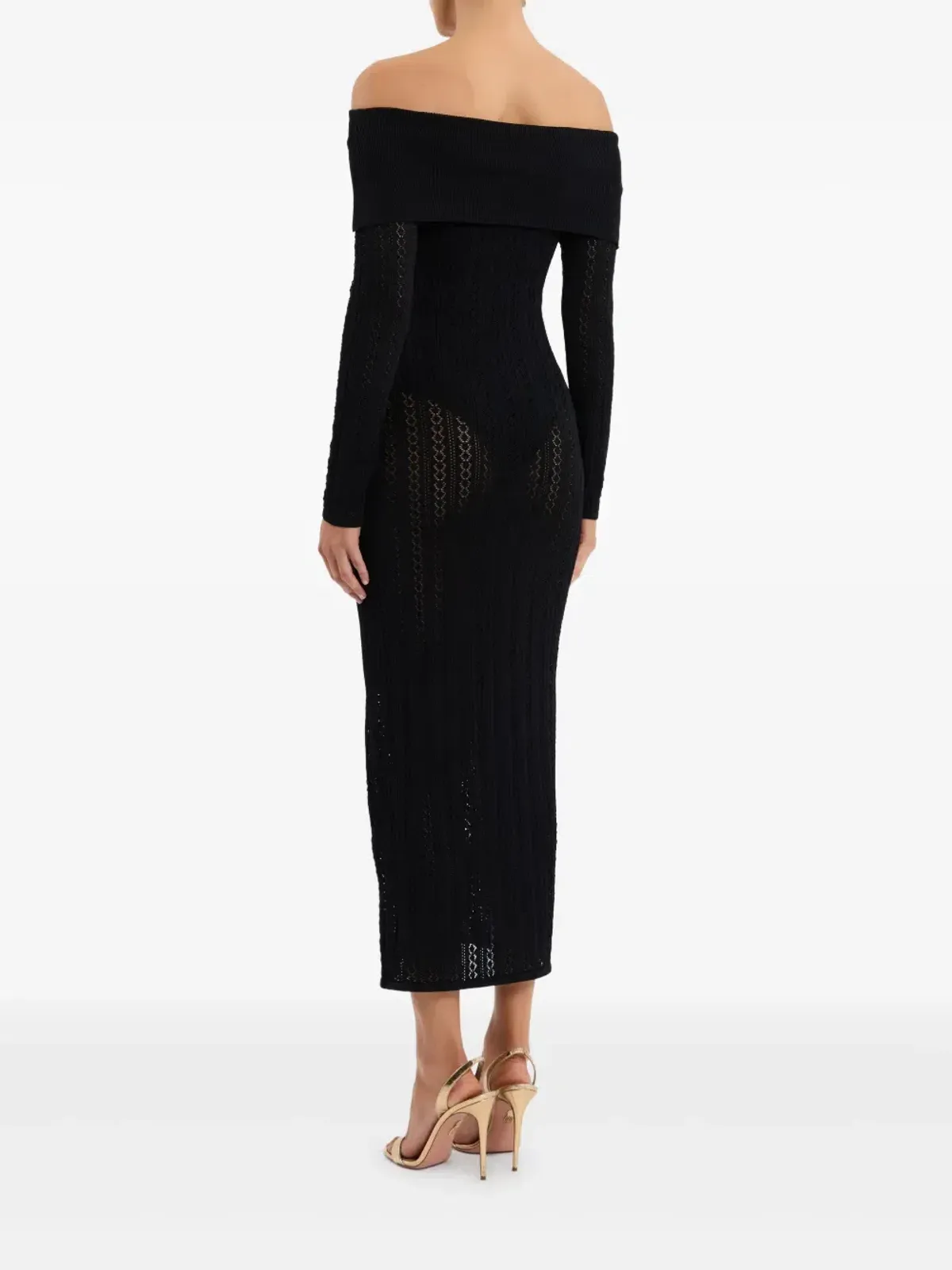 Rebecca Vallance Lorelei Off-shoulder Knitted Black Size AU 8 - Image 4