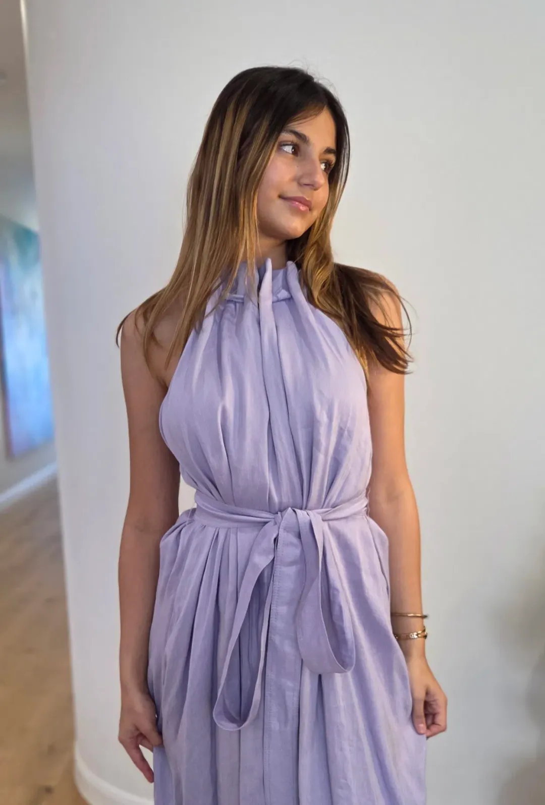 Aje Mariel Trapeze Midi Dress Lilac Size 10 for rent on The Volte - main image