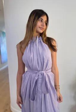 Aje Mariel Trapeze Midi Dress Lilac Size 10 for rent on The Volte - image 5