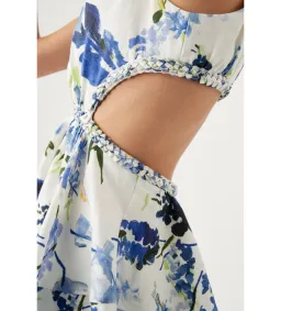 Aje Voyage Braided Cut Out Mini Dress Floral Print Size AU 12 for rent on The Volte - image 5