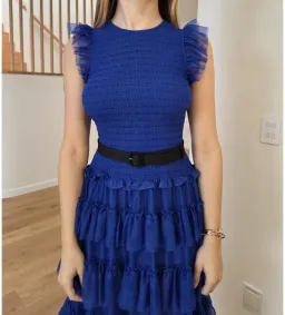 ME+EM Ethereal Tulle Shirred Midi Dress Electric Blue Size AU 8 for rent on The Volte - image 8