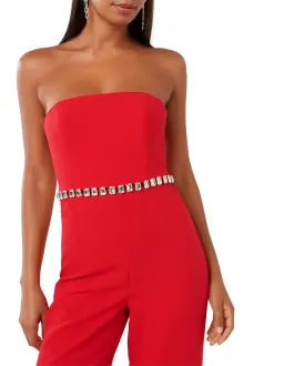 Forever New Ari Embellished Jumpsuit in Red Size 10/M for rent on The Volte - image 4