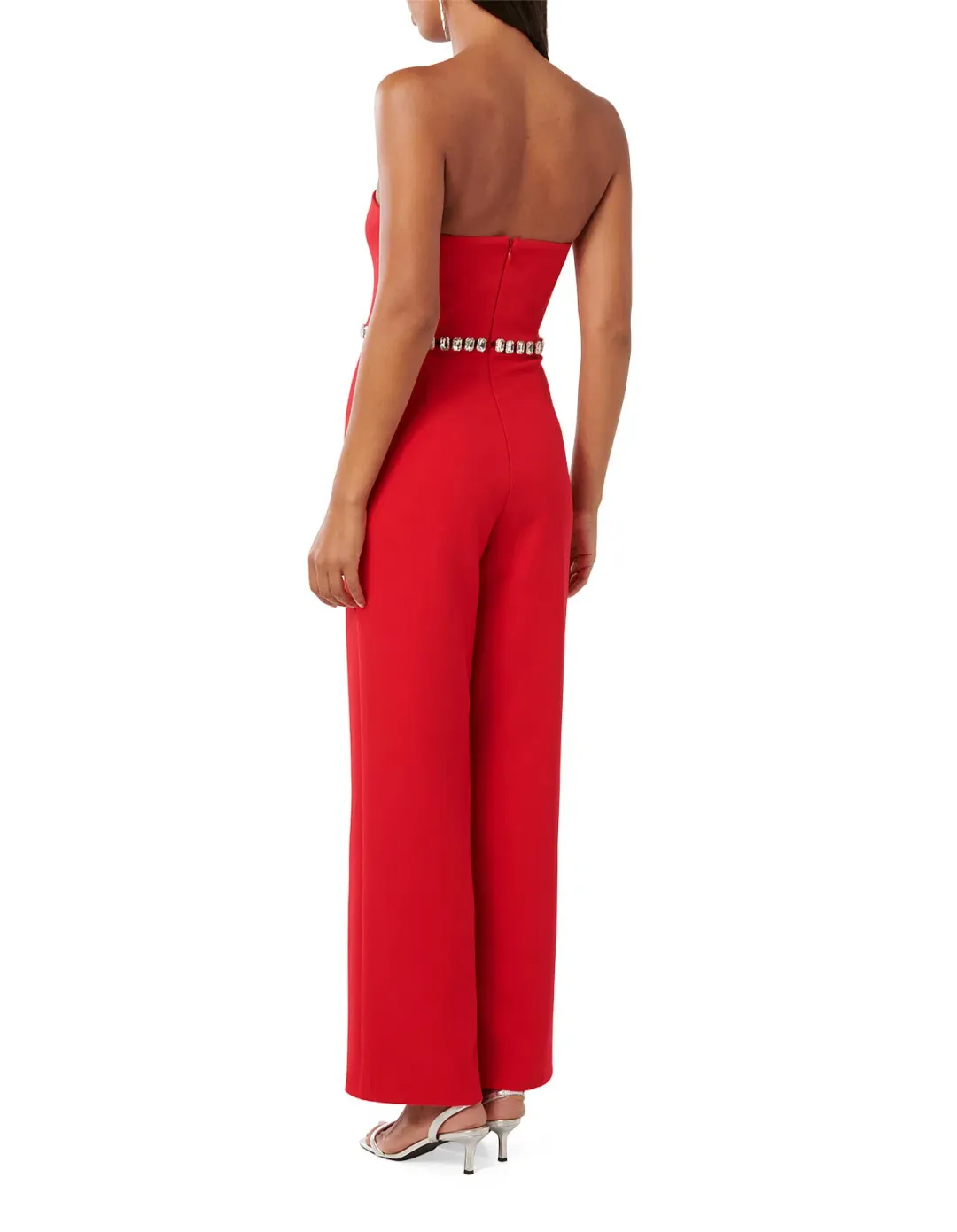 Forever New Ari Embellished Jumpsuit in Red Size 10/M for rent on The Volte - main image