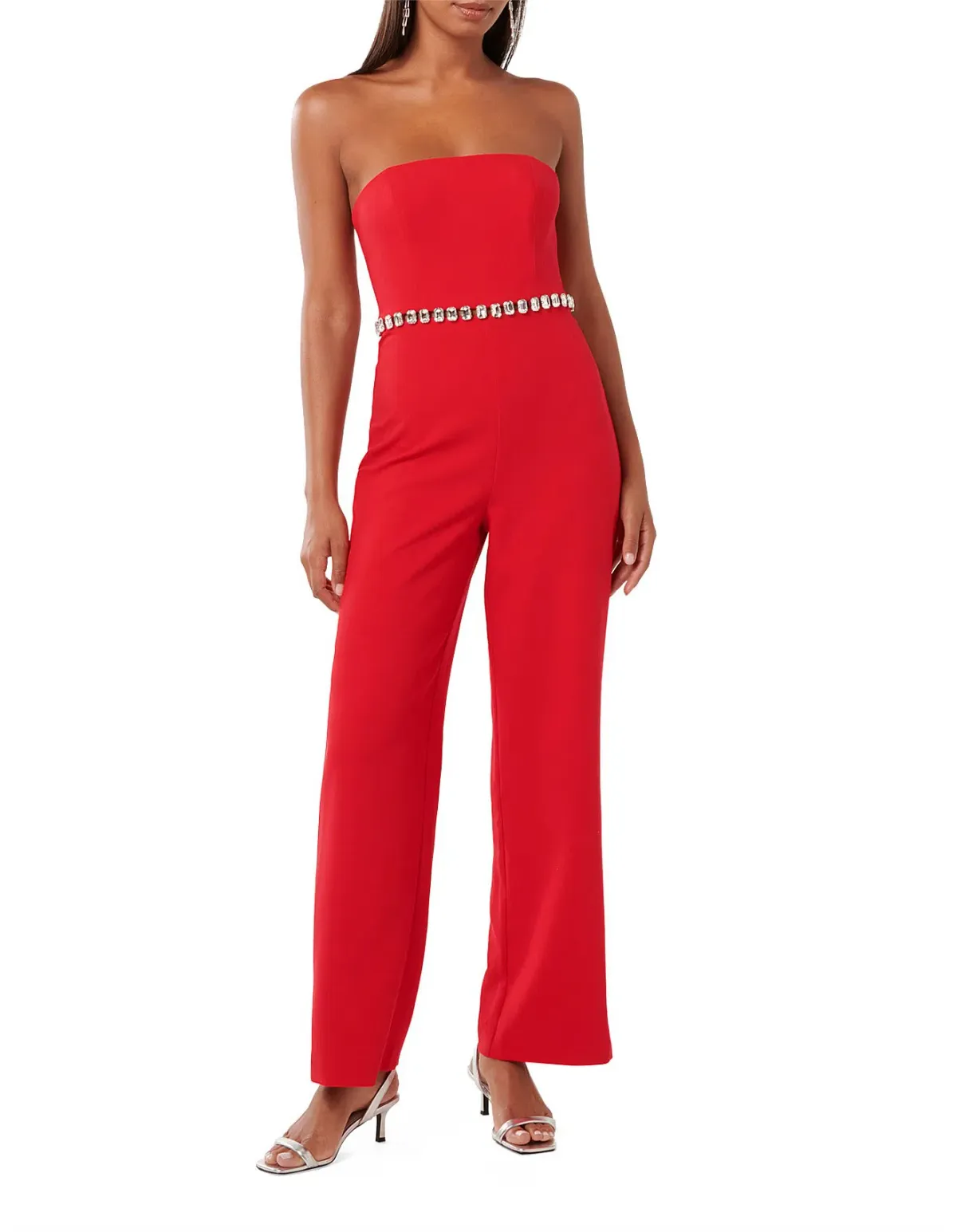Forever New Ari Embellished Jumpsuit in Red Size 10/M for rent on The Volte - main image