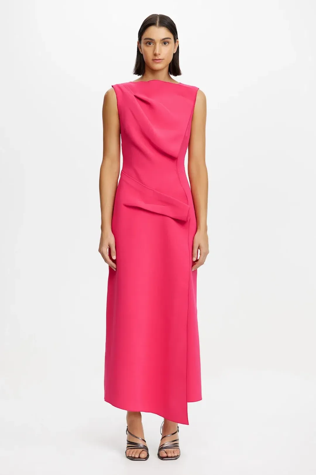 Acler Normanhill Midi Dress in Berry Pink Size 12 for rent on The Volte - main image