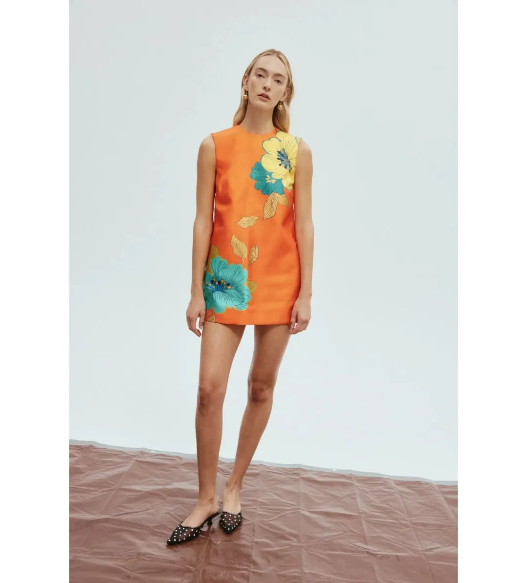 Alemais Piato Mini Dress Orange Floral Size AU 10 for rent on The Volte - main image