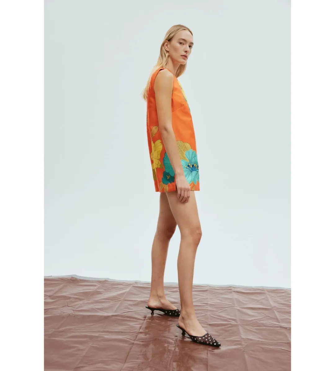 Alemais Piato Mini Dress Orange Floral Size AU 10 for rent on The Volte - main image