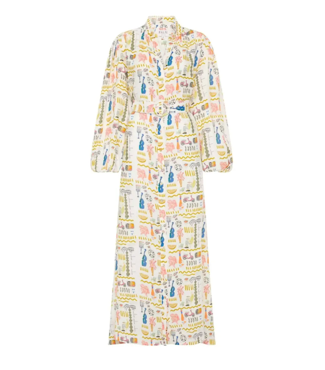 Palm Noosa Noddy Maxi Dress Verano White Print Size AU 10 for rent on The Volte - main image