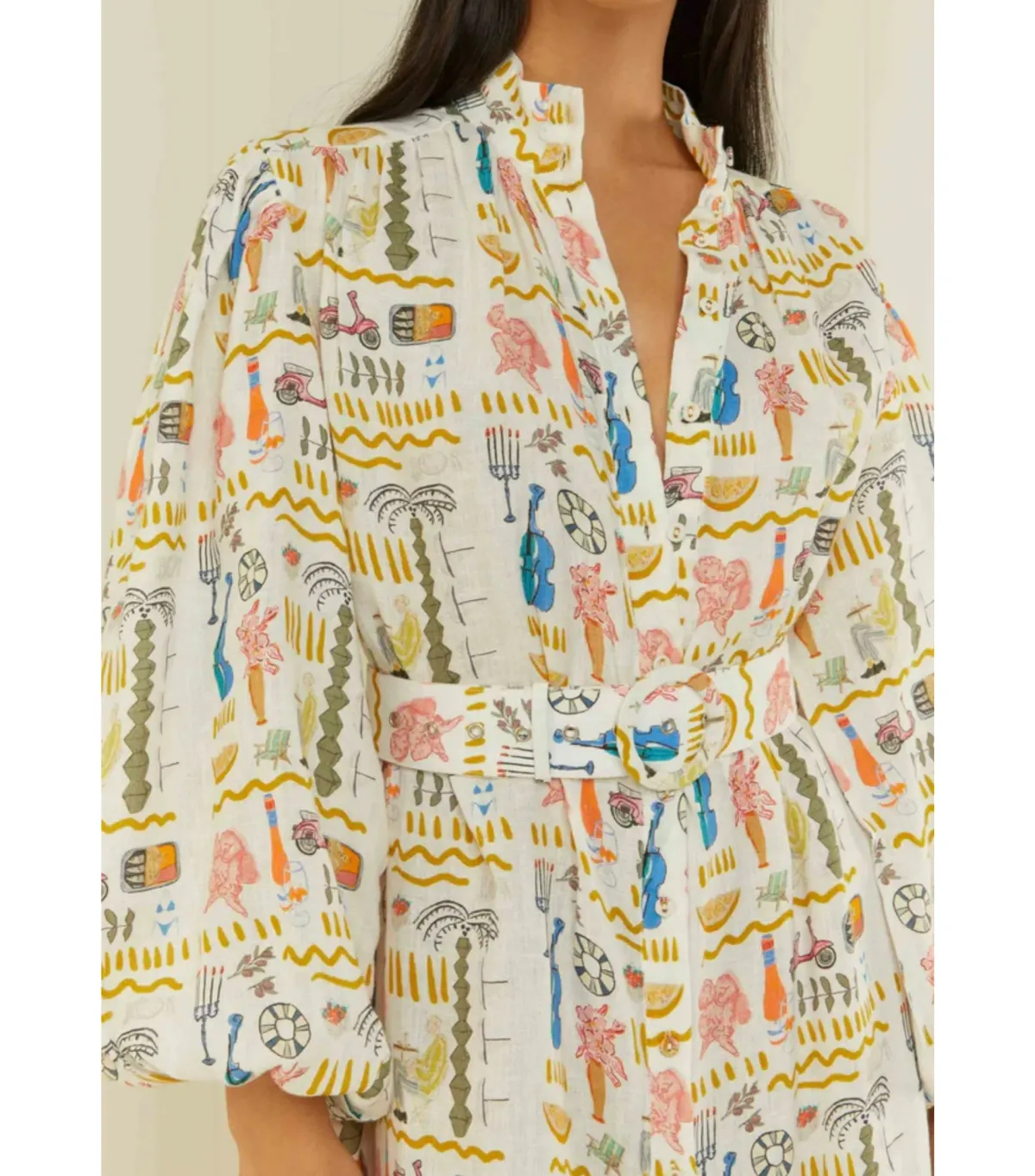 Palm Noosa Noddy Maxi Dress Verano White Print Size AU 10 - Image 3