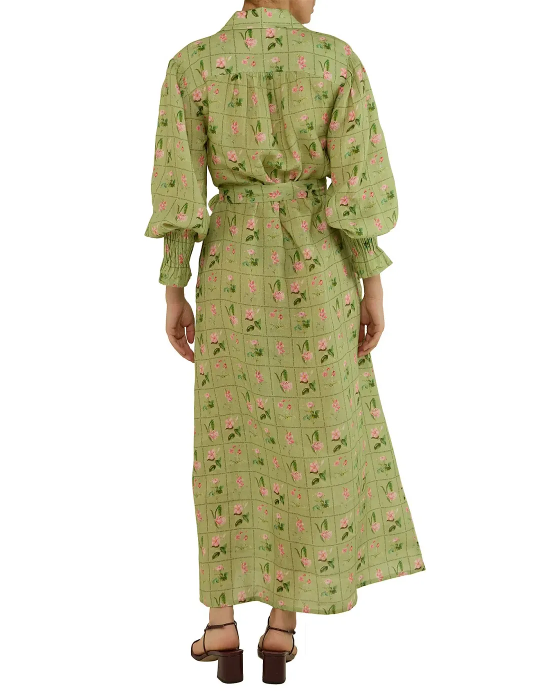 Palm Noosa Marigold Midi Dress Green Floral Tile Size 10 for rent on The Volte - main image