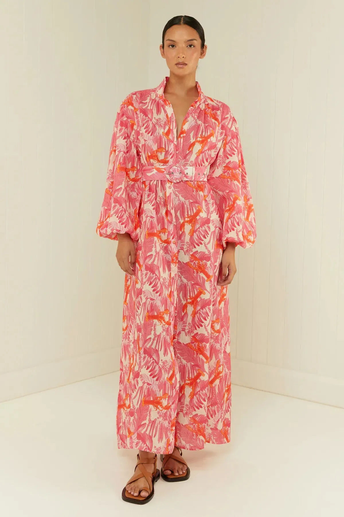 Palm Noosa Noddy Dress Pink Lobster Maxi Size AU 10 for rent on The Volte - main image