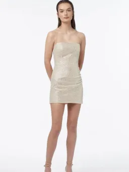 Manning Cartell Metallic Mesh Mini Dress Gold Size 6 for rent on The Volte - image 1