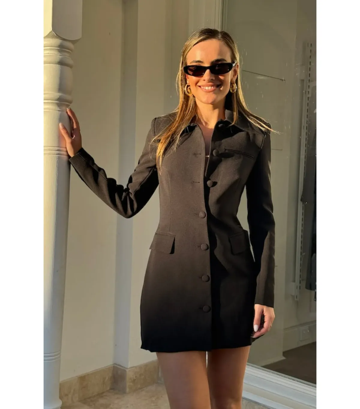 Odd Muse The Ultimate Muse Structured Button Mini Dress Black Size AU 6 - Image 1