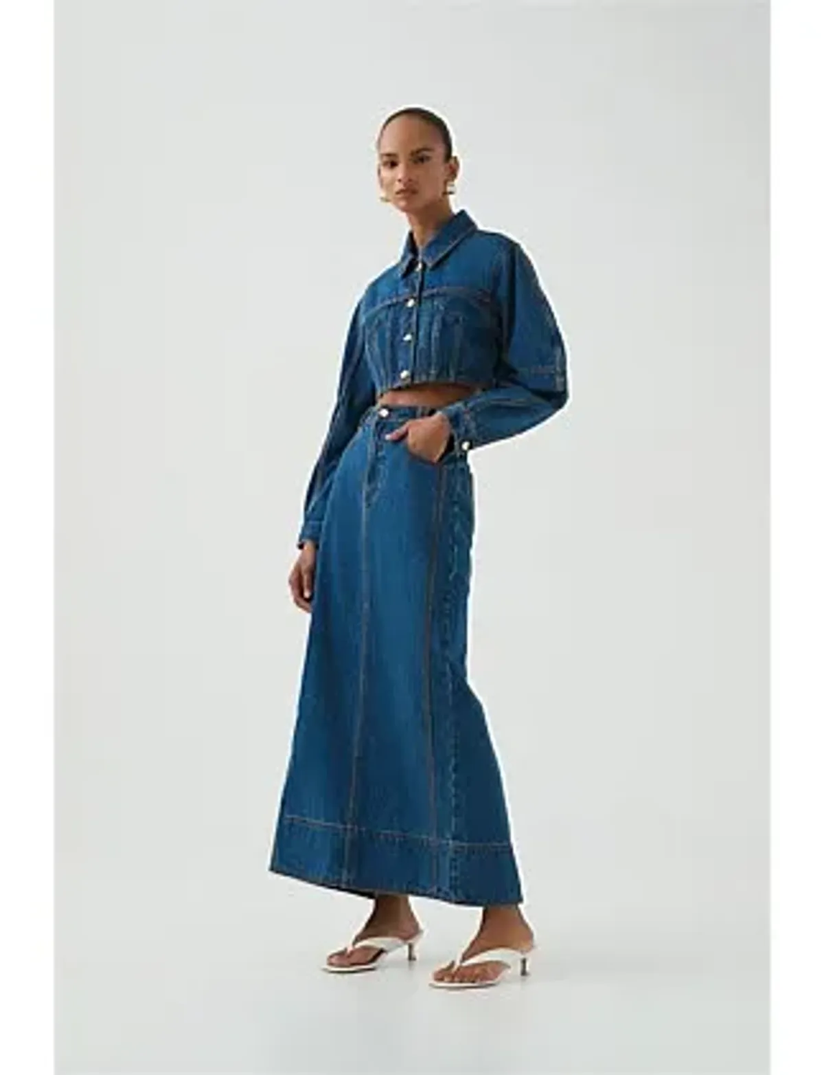 Aje Phoenix Midi Skirt Denim - Image 2