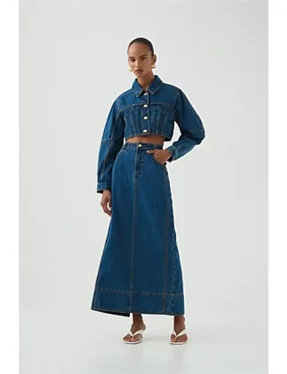 Aje Phoenix Midi Skirt Denim - Image 1