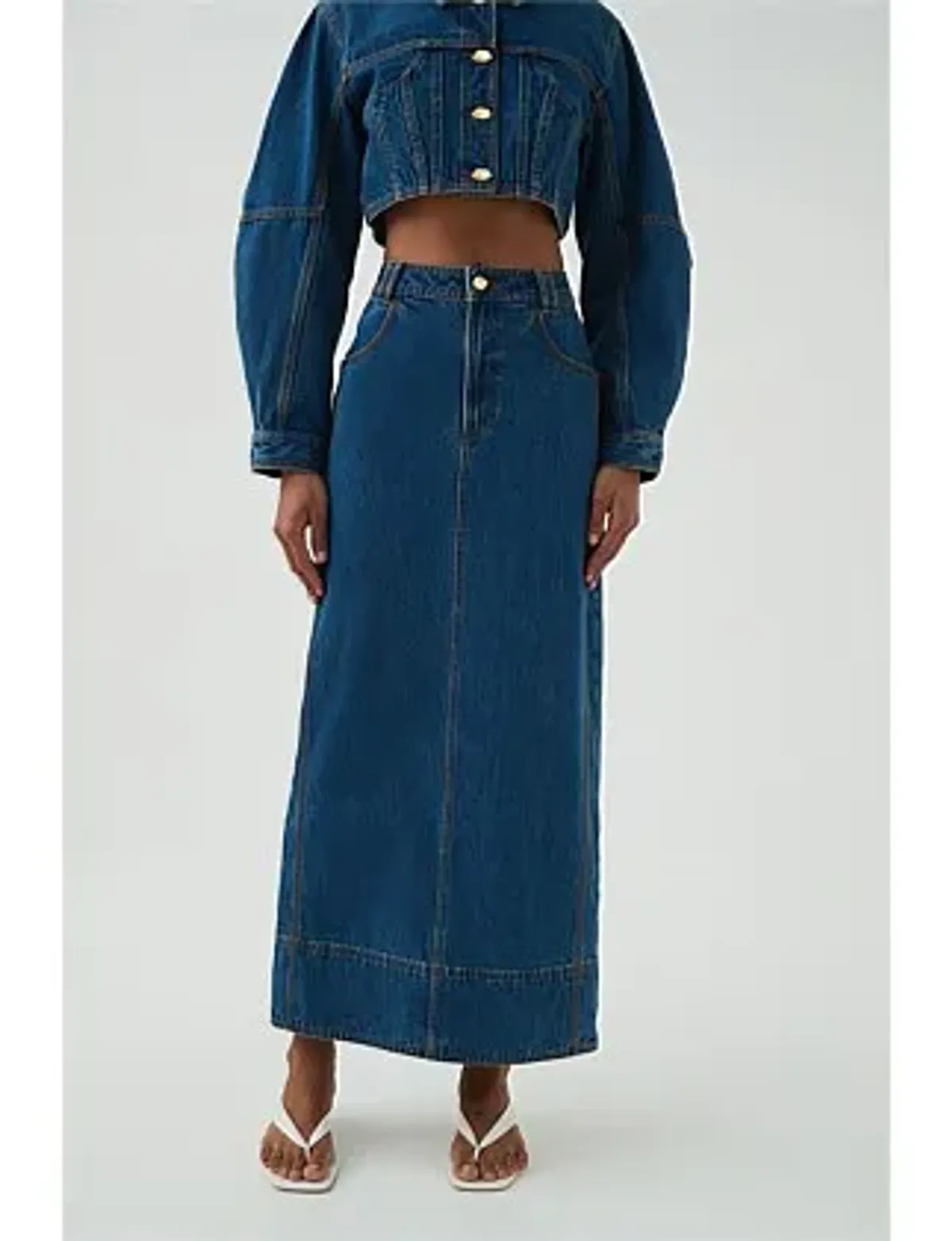 Aje Phoenix Midi Skirt Denim - Image 4