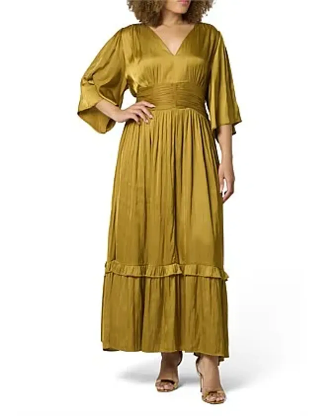Curve Project Pink Dusk - Work It Maxi Dress Antique Gold Size 16 for rent on The Volte - main image