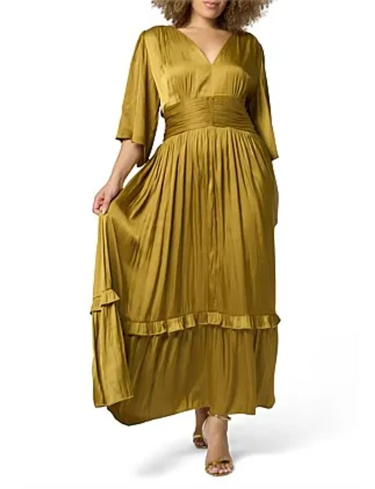 Curve Project Pink Dusk - Work It Maxi Dress Antique Gold Size 16 - Image 2