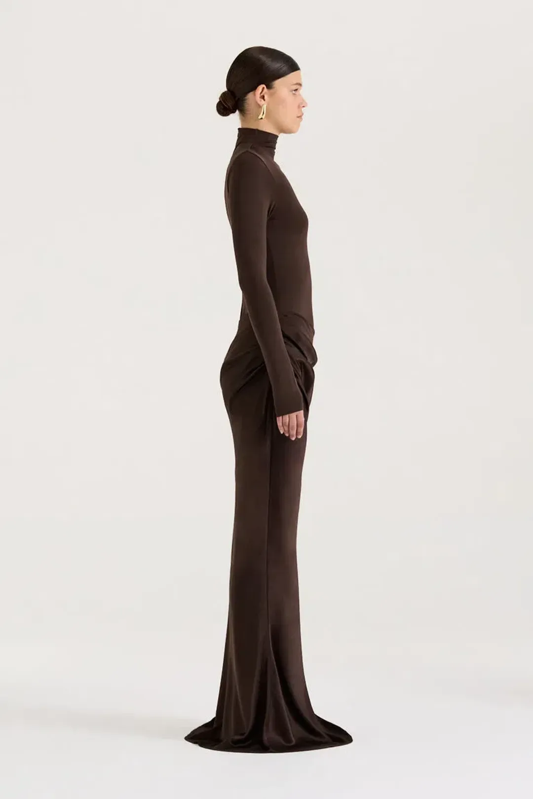 Henne Soraia Long Sleeve Maxi Dress Brown Size S / Size AU 8 for rent on The Volte - main image