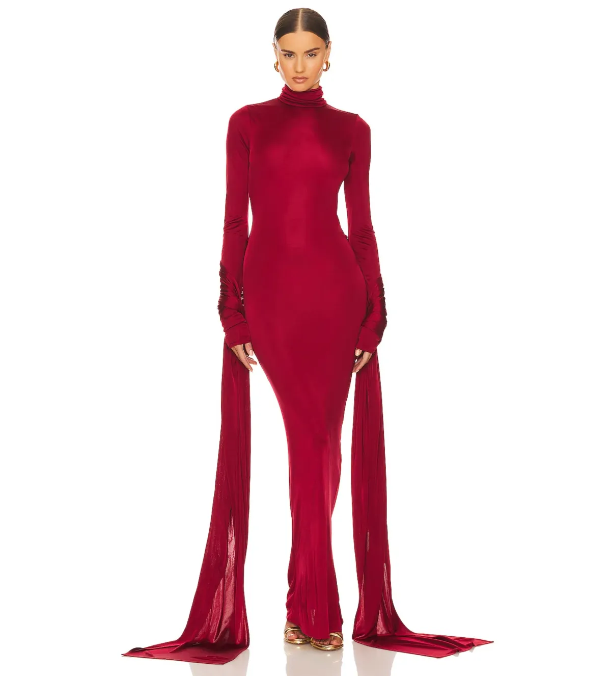Helsa Slinky Jersey Sarong Maxi Dress in Red Size XS / AU 6 - Image 1