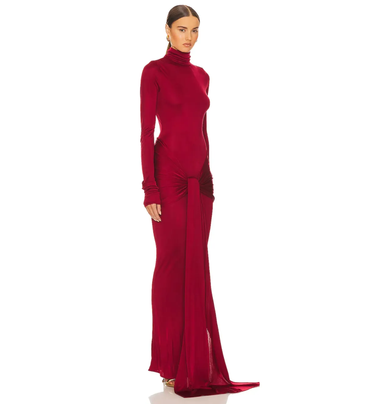 Helsa Slinky Jersey Sarong Maxi Dress in Red Size XS / AU 6 - Image 2