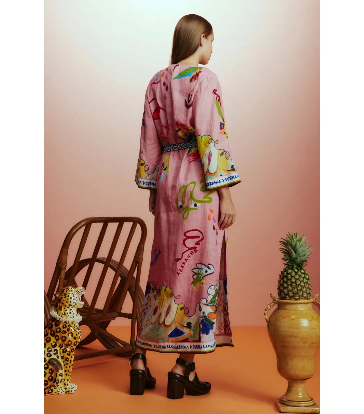 Alemais La Charrasca Midi Dress Pink Print Size AU 12 - Image 3