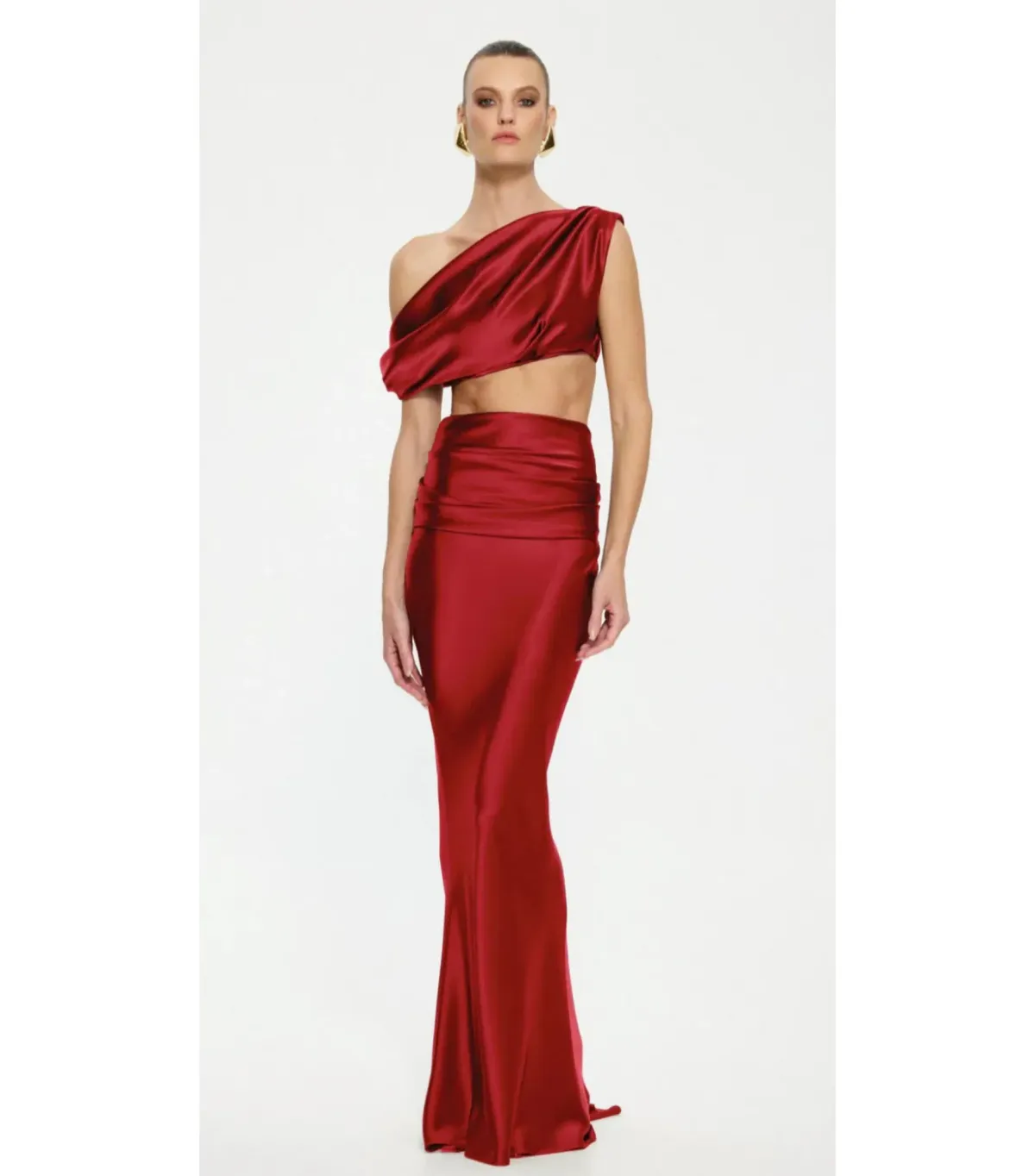 Effie Kats Perez Top and Maxi Skirt Set Runway Red Size AU 10 - Image 1