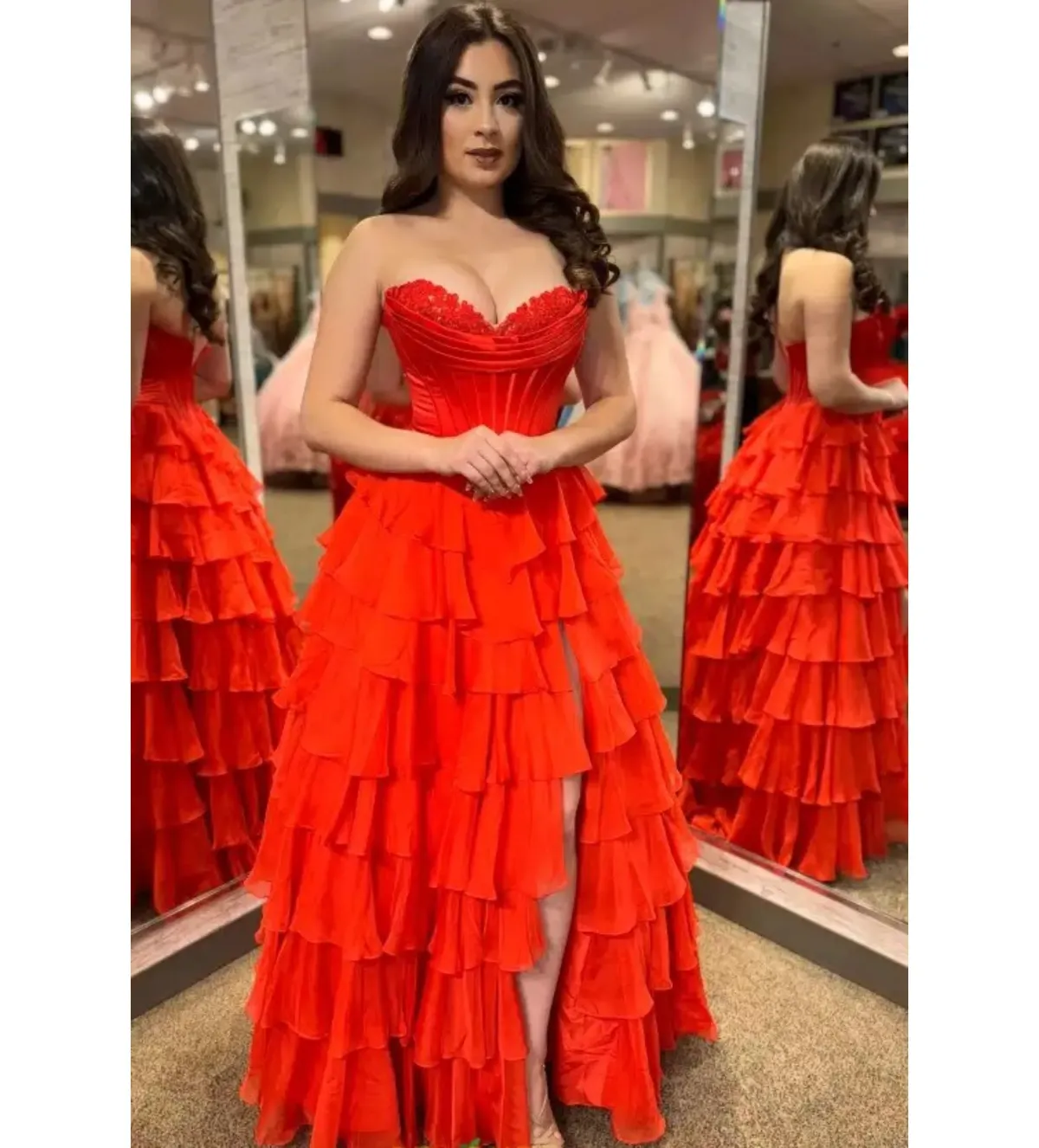 Sherri Hill 56911 Maxi Dress Red Size US 2 AU 6 - Image 2