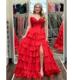 Sherri Hill 56911 Maxi Dress Red Size US 2 AU 6 for rent on The Volte - image 1