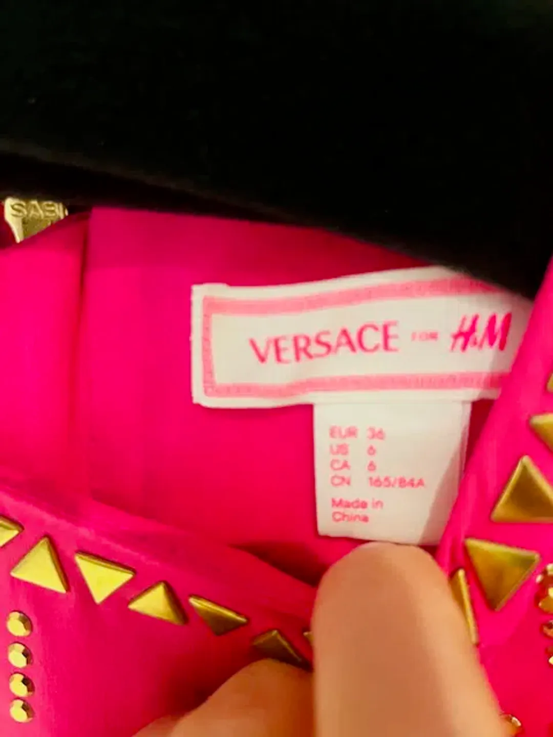 Versace H&M Party Pink Gold Mini Sild Dress Size 8 for rent on The Volte - main image
