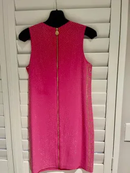Versace H&M Party Pink Gold Mini Sild Dress Size 8 for rent on The Volte - image 6