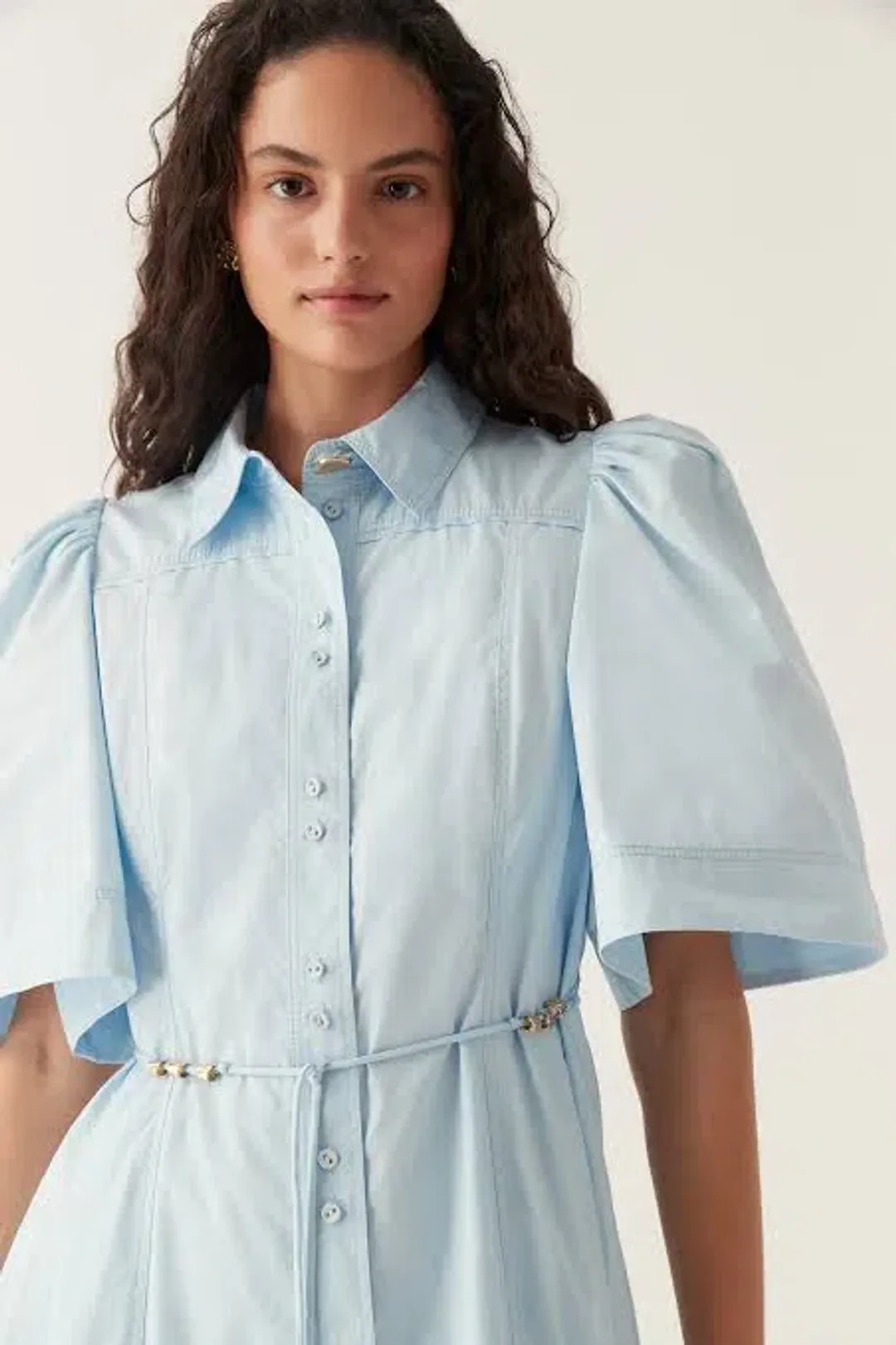 Aje Pivotal Tie Midi Dress Pale Blue Size 10 for rent on The Volte - main image