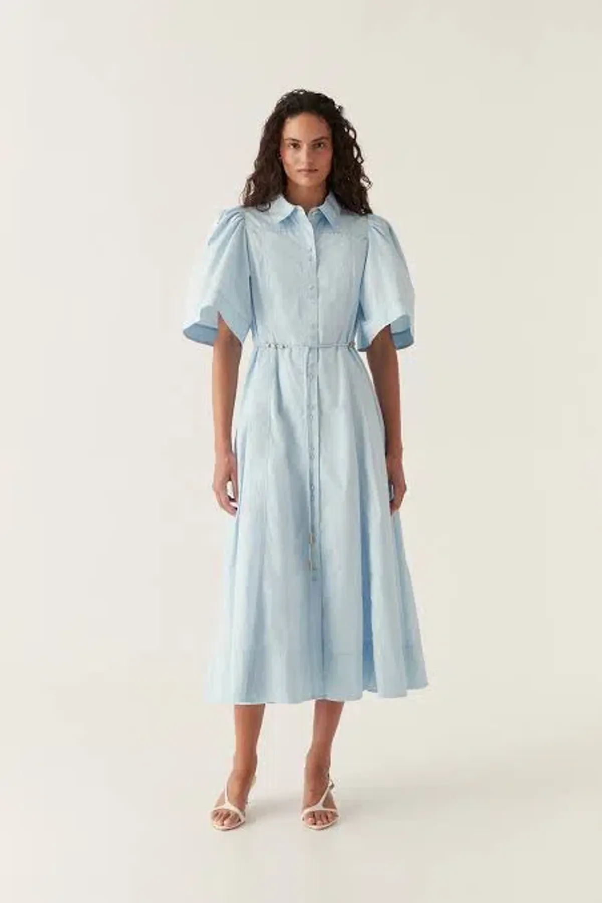 Aje Pivotal Tie Midi Dress Pale Blue Size 10 for rent on The Volte - main image