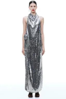 Magda Butrym x H&M Sequin Rose Appliqué Maxi Dress Size XL/AU16 for rent on The Volte - image 1