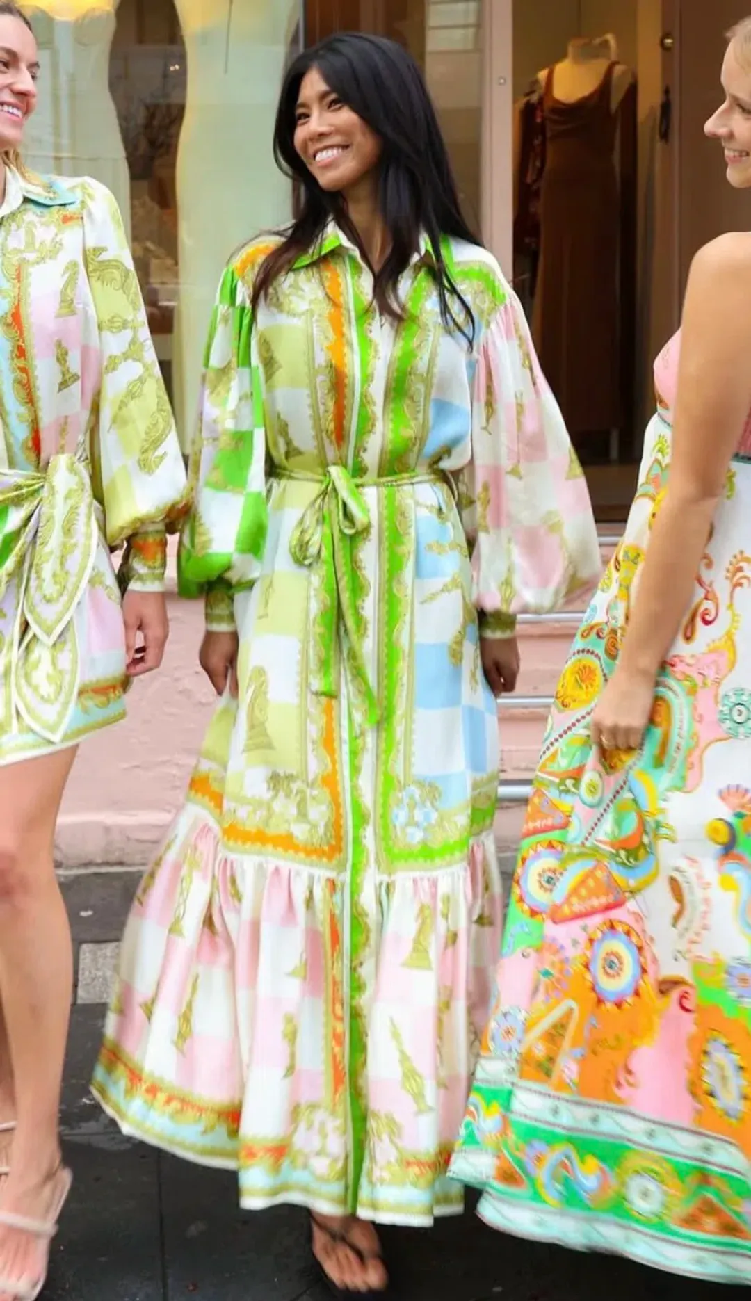 Alemais Checkmate Silk Midi Shirtdress in Multi Size AU 8 for rent on The Volte - main image