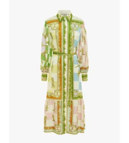 Alemais Checkmate Silk Midi Shirtdress Multi Print Size AU 10 for rent on The Volte - image 9