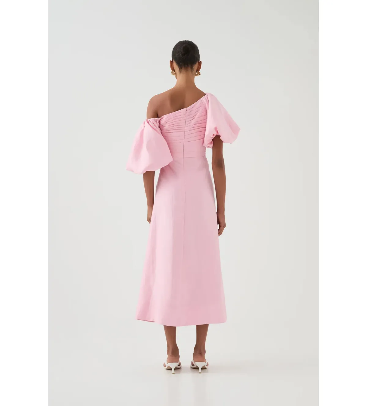 Aje Cadence Ruched Midi Dress in Ballerina Pink Size L / AU 12 - Image 3