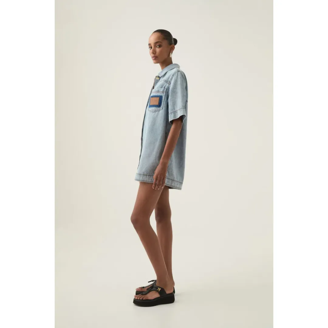 Aje Aura Denim Mini Tunic Dress Size 10 for rent on The Volte - main image