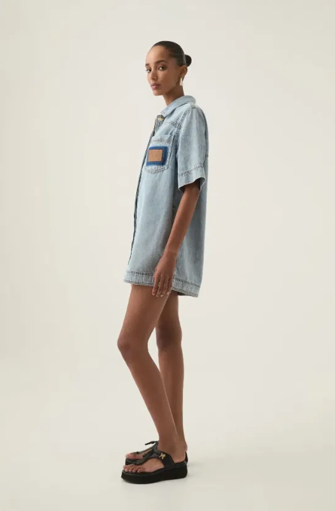 Aje Aura Denim Mini Tunic Dress Size AU 12 for rent on The Volte - main image