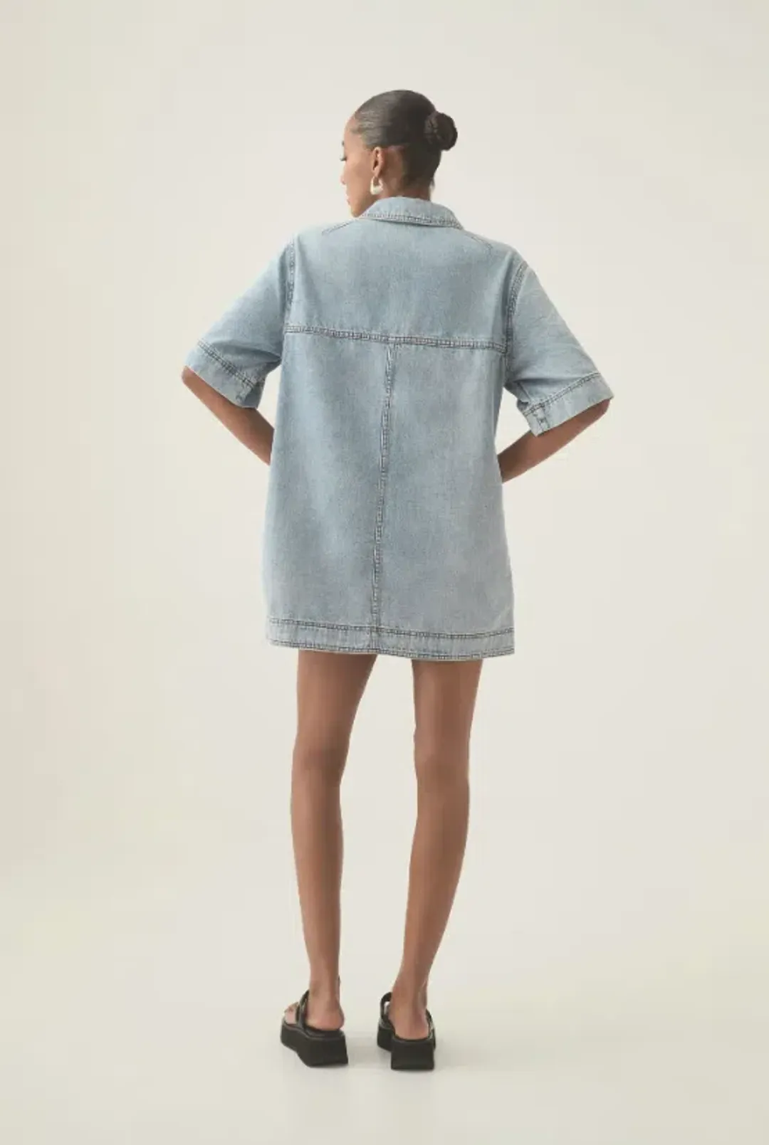 Aje Aura Denim Mini Tunic Dress Size AU 12 for rent on The Volte - main image