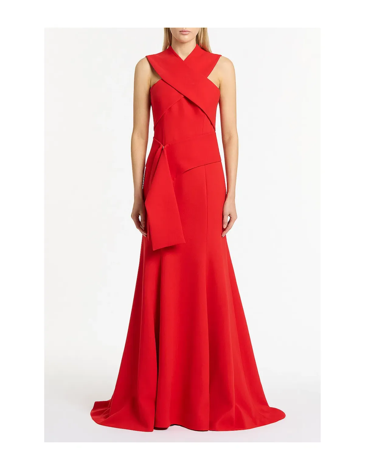 Carla Zampatti Crepe Fascia Cross Over Gown Red Size AU 6 - Image 1