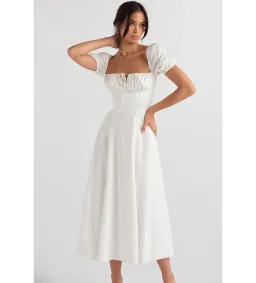 House of CB Tallulah Puff Sleeve Midi Sundress White Size 8/XS for rent on The Volte - image 3