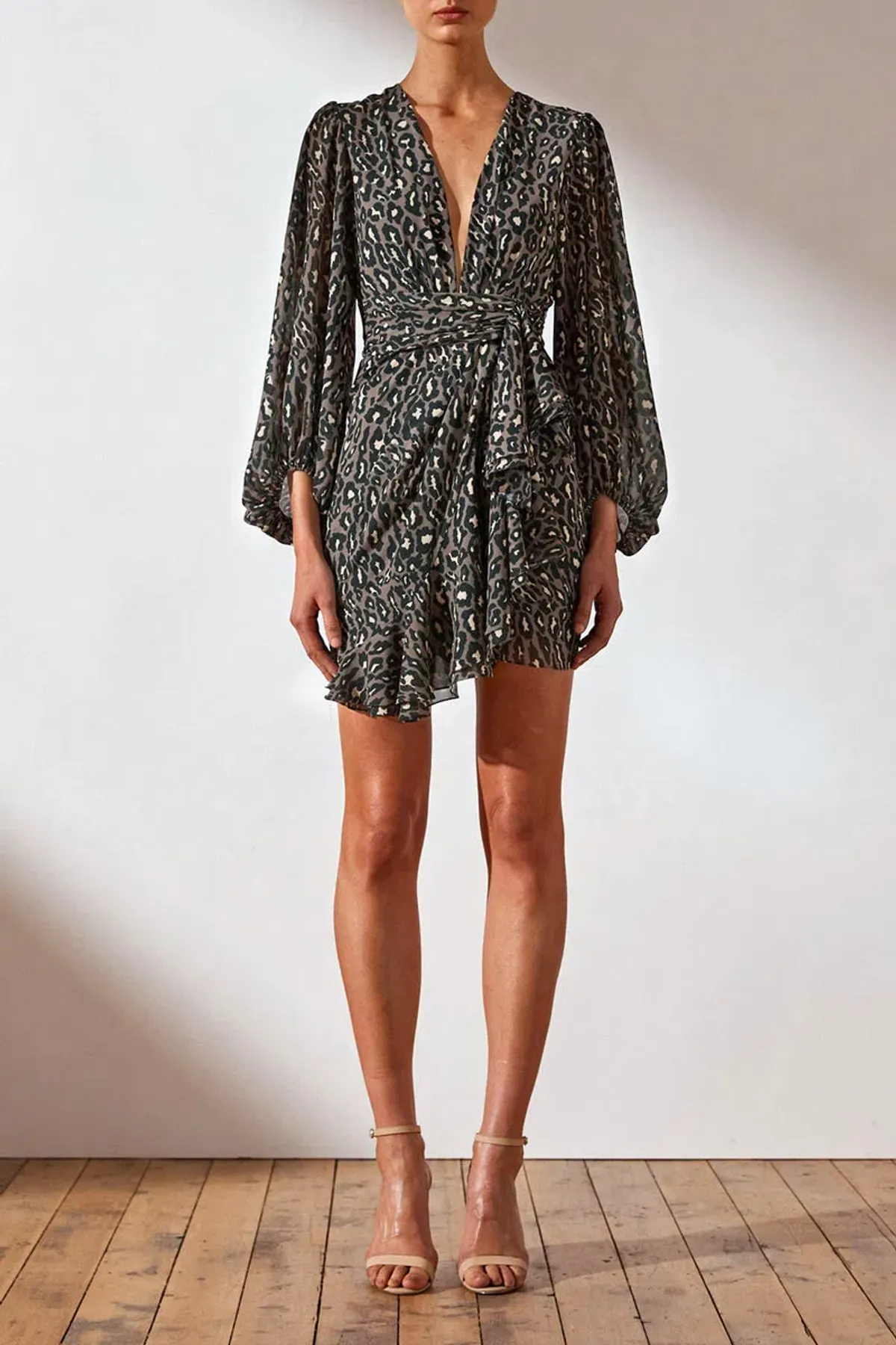 Shona Joy Buell Plunged Mini Dress Print Size 8 for rent on The Volte - main image