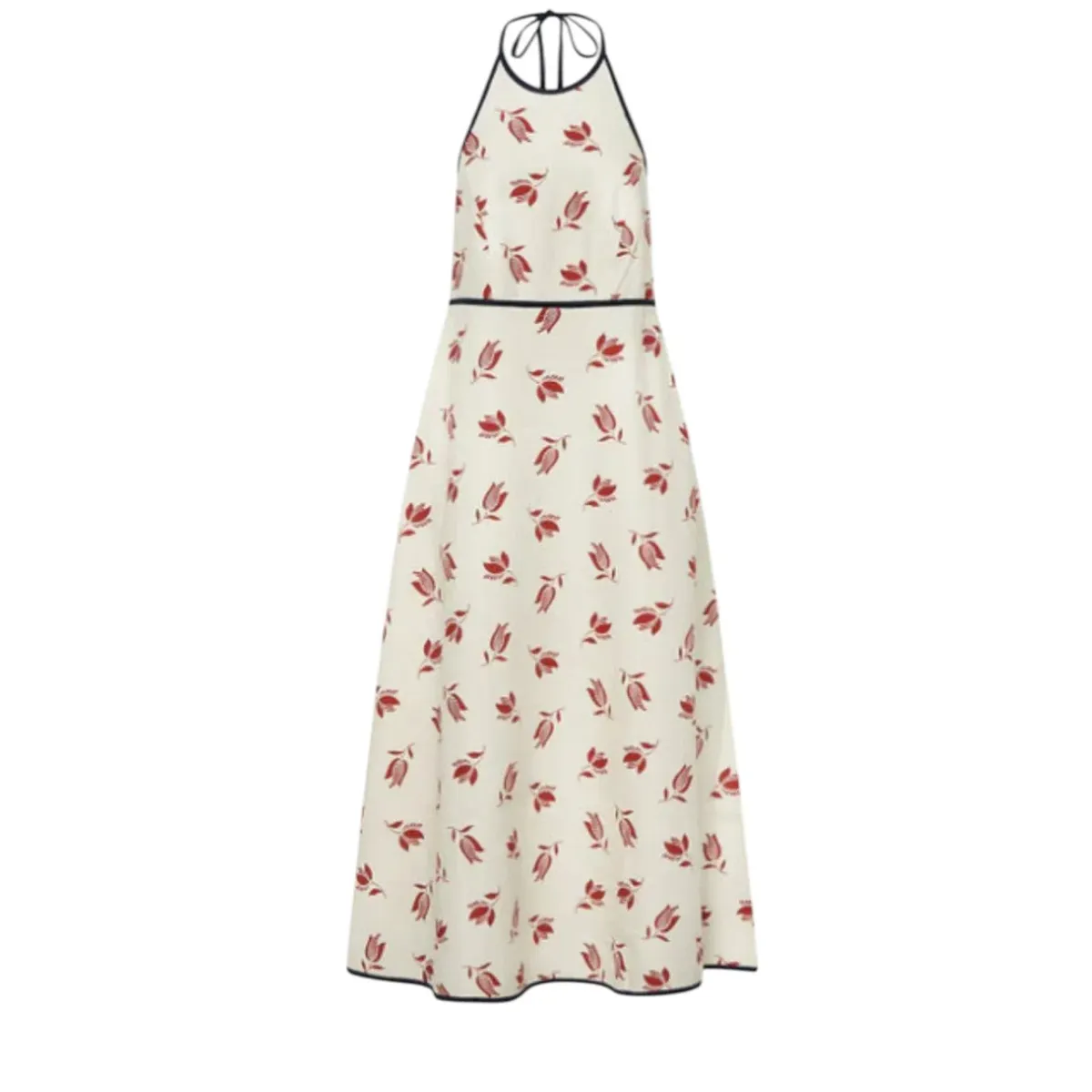 OROTON Dutch Tulip Halter Low Back Linen Midi Dress Ecru Size AU 14 - Image 6